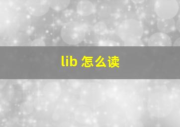 lib 怎么读